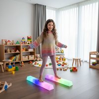 2PK LED Balance Boards - Light-Up Balance Beams 21cm x 7cm - Battery Operated
