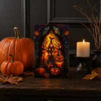 Battery Operated Stained Glass Pumpkin Lamp