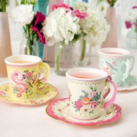 Click to view product details and reviews for 12 X Vintage Paper Cup And Saucer Set. Click to view product details and reviews for 12 X Vintage Paper Cup And Saucer Set.
