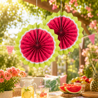 2PK Summer Watermelon Paper Fans