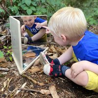 Wooden 4 Way Mirror Sensory Exploration Toy