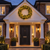 94cm Xmas Haus 200 Warm White LED Outdoor Christmas Wreath with Timer