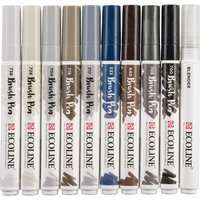 Brushpen Talens Ecoline set à 10 stuks grijs