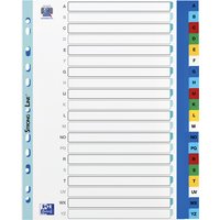 Tabbladen Oxford A4+ 11-gaats 20-delig A-Z PP kleur