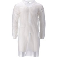 Bezoekersjas CMT L non-woven drukknopen 104cm lang PP wit