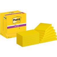 Memoblok Post-it 655 Super Sticky 76x127mm neon geel 12 stuks