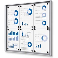 Vitrinebord Quantore voor binnen 6x A4 zilver