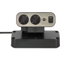 Stekkerdoos Brennenstuhl bureau Estilo 10 voudig inclusief 1 USB C, 1 USB A, 2 meter zilver/zwart
