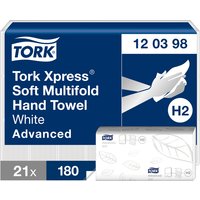 Handdoek Tork Xpress® H2 Multifold advanced 2-laags 21x180st wit 120398