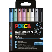 Paintmarker Uni POSCA PC1MR extra fijn metallic assorti set à 8 stuks
