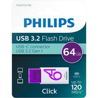 USB stick 3.2 Philips Click USB-C 64GB paars