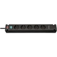 Stekkerdoos Brennenstuhl Bremounta 5vdig incl 2 USB C 3 meter zwart