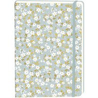 Notitieboek witte bloemen A5 lijn 92 pagina's softcover grijs