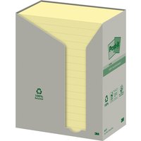 Memoblok Post-it 655 76x127mm recycled geel 16x100 vel