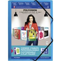 Elastomap Oxford Polyvision A4 met insteektas 3 kleppen PP blauw
