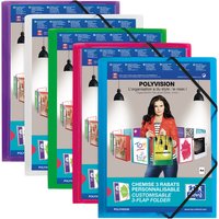 Elastomap Oxford Polyvision A4 met insteektas 3 kleppen PP assorti