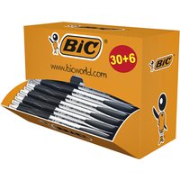 Balpen Bic Atlantis classic grip clic M zwart valuepack 30+6 gratis