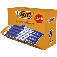 Balpen Bic Atlantis classic grip clic M blauw valuepack 30+6 gratis