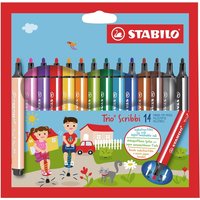 Viltstift STABILO Trio Scribbi 368/14 assorti etui à 14 stuks