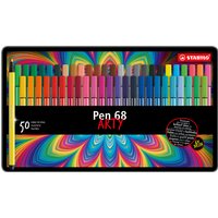 Viltstift STABILO Pen 68/50 Arty medium assorti blik à 50 stuks