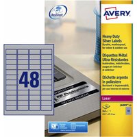 Etiket Avery L6009-20 45.7x21.2mm zilver 960 stuks