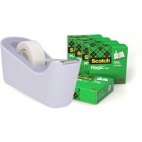 Plakbandhouder Scotch C18 lavendel + 6 rollen magic tape 19mmx33m