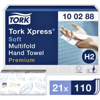 Handdoek Tork H2 Xpress Premium multifold 2-laags 212x340mm 21x110 vel wit 100288
