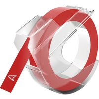 Reliëftape Dymo embossing vinyl 9mm wit op rood