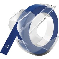 Reliëftape Dymo embossing vinyl 9mm wit op blauw