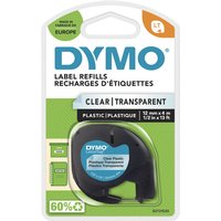 Labeltape Dymo LetraTag plastic 12mm zwart op transparant