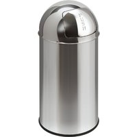 Afvalbak Pushcan met pushdeksel 40liter zilver