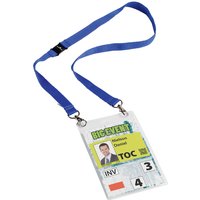 Badge Durable voor evenementen A6 met koord blauw 10 stuks