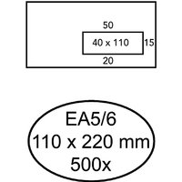 Envelop Hermes EA5/6 110x220mm venster 4x11rechts zelfklevend 500 stuks