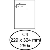 Envelop Hermes akte C4 229x324mm venster 4x11links 250 stuks