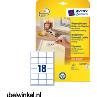 Etiket Avery L6025REV-25 63.5x46.6mm wit 450 stuks