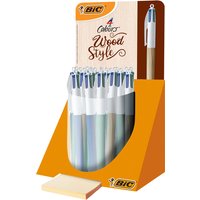 Balpen Bic 4kleuren wood medium assorti