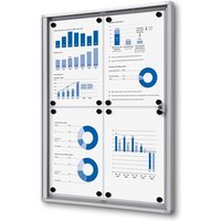 Vitrinebord Quantore voor binnen 4x A4 zilver