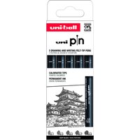 Fineliner Uni-ball Pin ASP008 set à 5 breedtes zwart