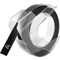 Reliëftape Dymo embossing plastic 9mm wit op zwart