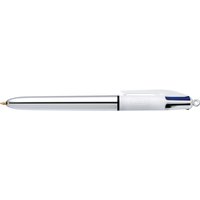 Balpen Bic 4kleuren shine medium zilver