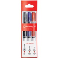 Penseel Caran d'Ache medium, breed , fibre tip set à 3st