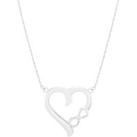 CZ Infinity Heart Pendant Necklace in Sterling Silver
