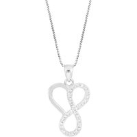 CZ Infinity Heart Pendant Necklace in Sterling Silver
