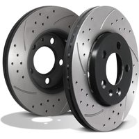 Front Drilled Grooved 256mm Brake Discs - Skoda Fabia Octavia 1.2 1.4 TDI 00+