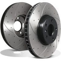 Front Drilled Grooved 348mm Brake Discs - BMW 7 Series F01 F02 730D 740D 740I