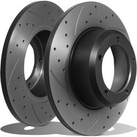 Front Grooved Drilled Brake Discs 298mm - Land Rover L316 90 & 110 83-90 Models