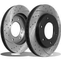 Front Drilled Grooved 294mm Brake Discs - Mitsubishi L200 Triton Di-D 4WD 05+