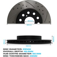 Rear Drilled Grooved 280mm Brake Discs - Toyota MR2 Sw20 2.0 16V Rev 2 3 89-00