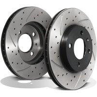 Front Drilled Grooved 256mm Brake Discs - VW Passat Golf MK3 MK4 Lupo GTI 93+