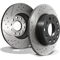 Rear Grooved Drilled 256mm Brake Discs - VW Golf MK5 MK6 GTI 1.9 2.0 TDI Fsi